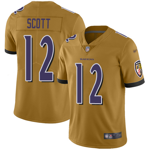 Baltimore Ravens Limited Gold Men Jaleel Scott Jersey NFL Football 12 Inverted Legend